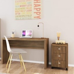 Conjunto Home Office com Escrivaninha e Gaveteiro 3 Gavetas Espresso Móveis - 1