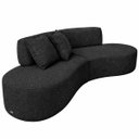 Ver imagem 2 de Sofa Virgínia Curvo em Bouclé Kit com Puff | Conforto e Design Moderno