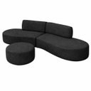 Ver imagem 6 de Sofa Virgínia Curvo em Bouclé Kit com Puff | Conforto e Design Moderno