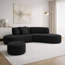 Ver imagem 1 de Sofa Virgínia Curvo em Bouclé Kit com Puff | Conforto e Design Moderno