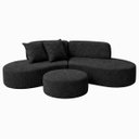 Ver imagem 5 de Sofa Virgínia Curvo em Bouclé Kit com Puff | Conforto e Design Moderno