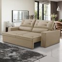 Ver imagem 1 de Sofá Retrátil e Reclinável 3 Lugares com Molas 1,80m Lana Suede Bege Rover & Beato