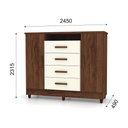 Ver imagem 4 de Cômoda 2 Portas 4 Gavetas Valença Vila Rica Marrom