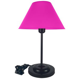Abajur Slim Black´n Pink Luminária de Mesa Fino Quarto Sala – Base Preto Cúpula Pink