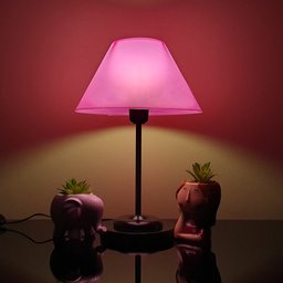 Abajur Slim Black´n Pink Luminária de Mesa Fino Quarto Sala – Base Preto Cúpula Pink - 3