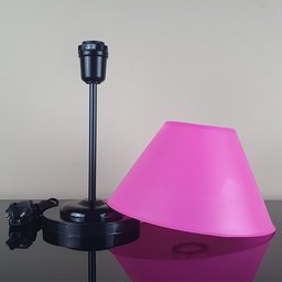 Abajur Slim Black´n Pink Luminária de Mesa Fino Quarto Sala – Base Preto Cúpula Pink - 5