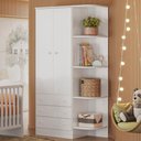 Ver imagem 2 de 2523 - Comoda com Trocador Doce Sonho Branco/branco (2523.5) + 825 - G. Roupa Inf. 2pts Doce Sonho