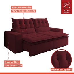Sofá Retrátil e Reclinável 4 Lugares Pillowtop Duplo M118 - 4