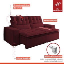 Sofá Retrátil e Reclinável 4 Lugares Pillowtop Duplo M118 - 2