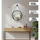 Ver imagem 5 de Espelho Redondo Adnet Decorativo Suspenso com Alça 60cm + Suporte Marrom com Alça Caramelo