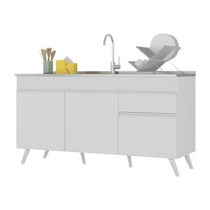 Balcão Cozinha Gabinete Pia 150Cm 3 Portas Mp2072.891 Branco