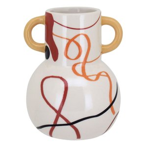 Vaso Decorativo Enfeite Casa Cerâmica 14x11x11cm Bege