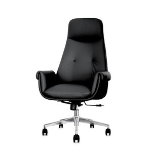 Cadeira de Escritório Presidente Prestige Preta com Assento Espuma Laminada Base Giratória Cromada