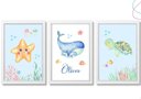 Ver imagem 1 de 3 Quadros Decorativos Infantil Fundo do Mar Baleia Estrela:branca