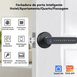 Fechadura Digital Eletronica App Bluetooth Senha Biometria Cartao Maçaneta Porta Inteligente Seguran - 7
