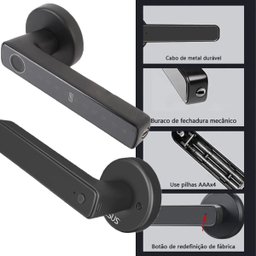 Fechadura Digital Eletronica App Bluetooth Senha Biometria Cartao Maçaneta Porta Inteligente Seguran - 15