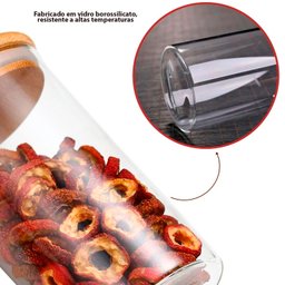 Kit com 6 Potes Herméticos de Vidro com Tampa de Bambu 250ml - 7