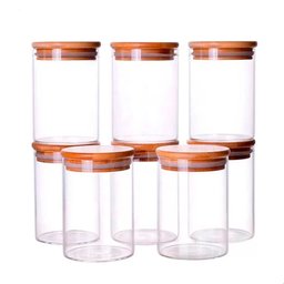 Kit com 6 Potes Herméticos de Vidro com Tampa de Bambu 250ml - 4