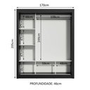 Ver imagem 6 de Guarda-roupa Casal 3 Portas Com Espelho Preto/Cinza