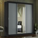 Ver imagem 1 de Guarda-roupa Casal 3 Portas Com Espelho Preto/Cinza