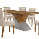 Ver imagem 7 de Mesa Sala de Jantar Aster 180cm e 6 Cadeiras Safira Moderna Veludo Creme/off White/imbuia