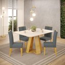 Ver imagem 3 de Conjunto de Jantar Kiara 120 com 4 Cadeiras Yasmin 4 Lugares Tampo MDF Vidro Cedro Off White Dj