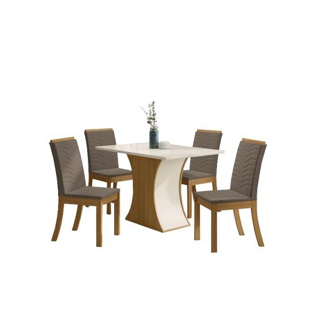 Mesa Jantar Luiza 120 4 Cadeiras Isa Bege - Henn