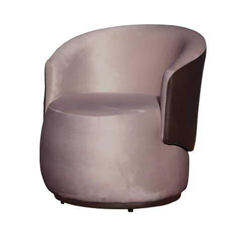 Poltrona Organica Recepção para Sala Aisha Corano Marrom e Veludo Rose - Incasa Decor