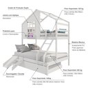 Ver imagem 3 de Treliche Casinha com Janela Casal/solteiro com Escada/escorregador Madeira Maciça Branco Housin