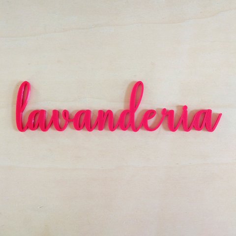 Lavanderia - Adorno De Parede, Quadro, Decoração, Lettering - Toque 3D:Vermelho