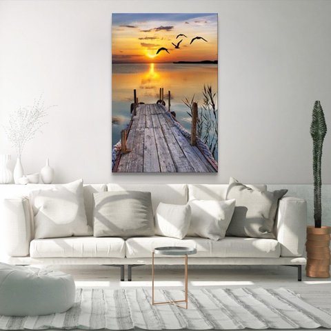 Quadro Decorativo Realista Ponte Por do Sol Sem Moldura e Sem Vidro 80X120