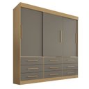 Ver imagem 3 de Guarda-Roupa Casal 3 Portas 9 Gavetas Luana Cinza Jequitibá/Granizo