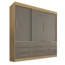 Ver imagem 3 de Guarda-Roupa Casal 3 Portas 9 Gavetas Luana Cinza/Jequitibá/Granizo