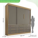 Ver imagem 4 de Guarda-Roupa Casal 3 Portas 9 Gavetas Luana Cinza Jequitibá/Granizo