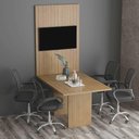 Ver imagem 1 de Mesa Reunião Escritório 136cm e Painel para Tv 32 Polegadas Cor:amêndoa