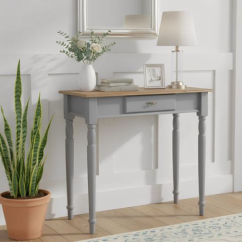 Aparador para Sala em Madeira Maciça Pés Torneados 1 Gavetas 634 Linz Móveis - Cinza/imbuia Glazer