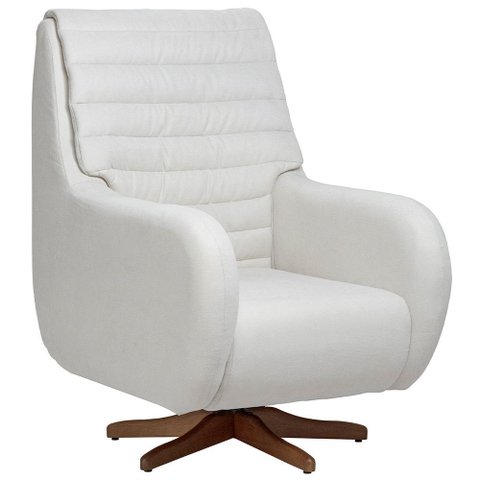 Poltrona de Amamentação com Balanço Giratória Sky D02 Linho Branco C-419 - Lyam Decor