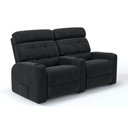 Ver imagem 1 de Sofá 2 Lugares Reclinável Manual em Suede Cor Preto Linha Cinema