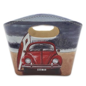 Porta Revista ou Cesto de Flores Bolsa Vintage Fusca 20x16cm