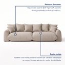 Ver imagem 4 de Sofá Cama Modular Orgânico Retrátil 3 Lugares Base Madeira Maciça 210 cm Marrocos