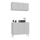 Ver imagem 1 de Conjunto Gabinete de Banheiro e Armário Aéreo 3 Portas Retrô Multimóveis Mp5055 Branco
