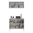 Ver imagem 4 de Conjunto Gabinete de Banheiro e Armário Aéreo 3 Portas Retrô Multimóveis Mp5055 Branco