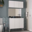 Ver imagem 2 de Conjunto Gabinete de Banheiro e Armário Aéreo 3 Portas Retrô Multimóveis Mp5055 Branco
