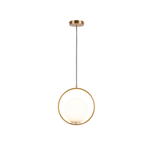 Pendente Balance Ø34cm Vidro Ø20cm – Metal Dourado e Vidro Leitoso