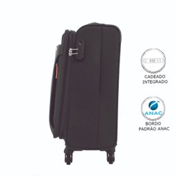 Mala de Bordo Pequena para Viagem Poliester American Tourister By Samsonite Troya Cadeado Preta - 2