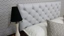 Ver imagem 1 de Cabeceira Casal 138 - Bello Box - Estilo Capitonê Tecido Sintético Branco com Strass
