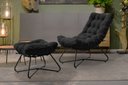 Ver imagem 1 de Poltrona Costela Luxo com Puff EVA Metal Preto -Veludo Preto
