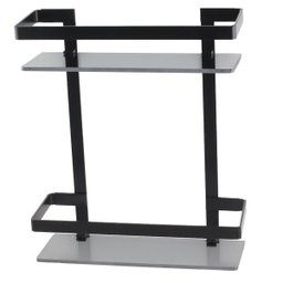 Suporte Porta Shampoo Prateleira Vidro Banheiro Nicho Duplo Preto Único - 1