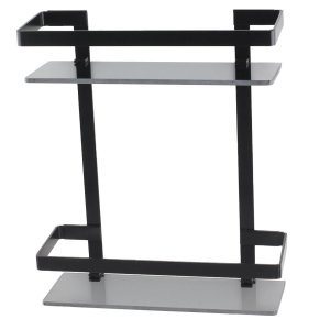 Suporte Porta Shampoo Prateleira Vidro Banheiro Nicho Duplo Preto Único