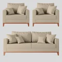 Ver imagem 3 de Kit Sofá 3 Lugares e 2 Poltronas Beny com Base de Madeira Linho